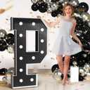 Marquee Letters Black Birthday Decorations: Large 4 Feet Tall Light Up Letters for Party Decor Big Foam Cardboard Letter P