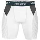 Youper Adult Elite Compression Padded Sliding Shorts w/Cup Pocket for Baseball, Football (White, Small)