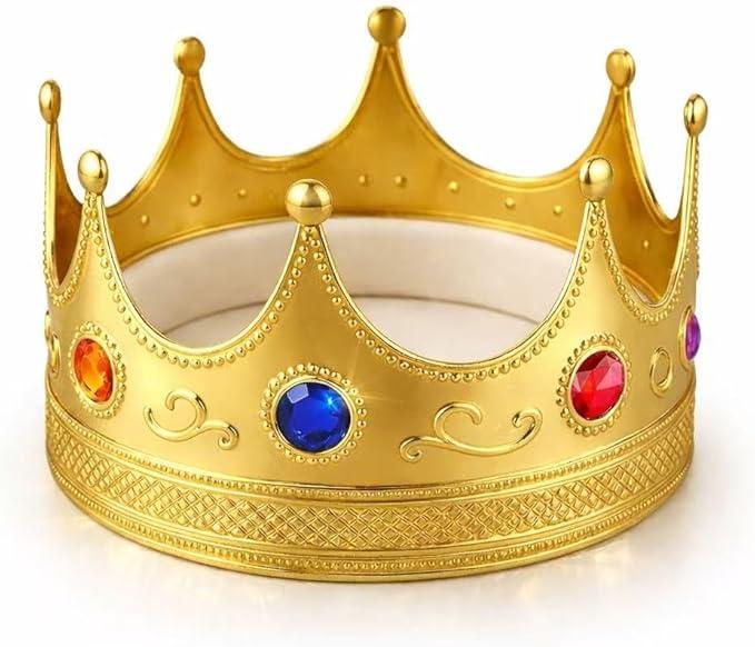 Adorox Gold Royal King Plastic Crown Prince Costume Accessory Adult/Kid 