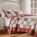 Greenland Home Oxford 100% Cotton Quilt Set, 3-Piece Full/Queen, Red
