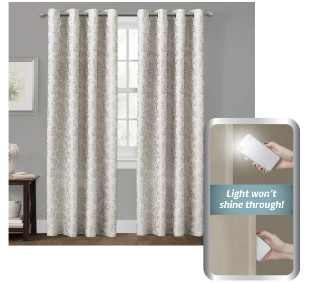Smart Curtains Easy Hang Curtain Hidden Back Hooks Panel 40inX63in