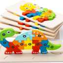 6 Pack Wooden Animal Toddler Puzzles for Kids Ages 3-5, Baby Montessori Toys for Kids Age 3 4 5 6 Years, 6 Animal Patterns Learning Jigsaw Toys for 3 Year Olds for Girl Boy Ideal Gift