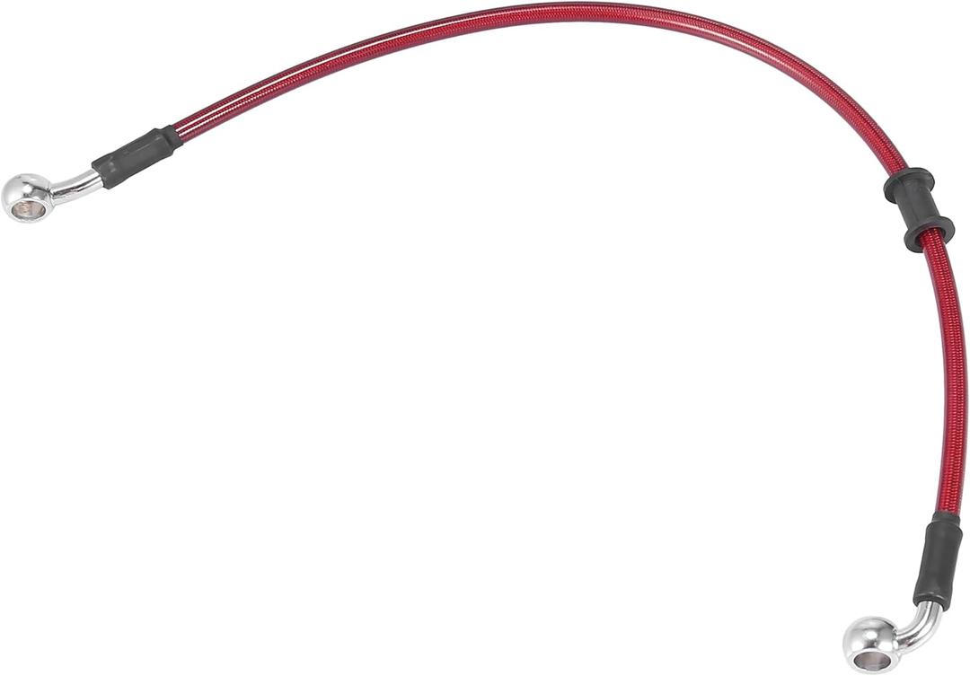 Motoforti Universal 50cm 19.69" Motorcycle Brake Clutch Oil Hose Line Pipe Hydraulic Reinforced Stainless Steel Braided Red (20 Inch)