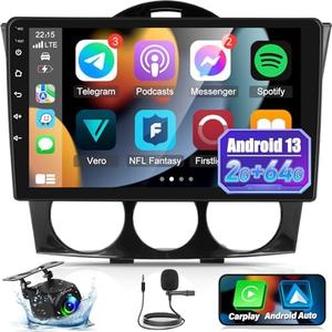2+64G Android Car Radio for Mazda RX-8 RX 8 RX8 2003-2008 with Wireless Carplay & Android Auto - 9 Inch Touchscreen Radio with Equalizer, WiFi, GPS, SWC, Mirror Link + AHD Backup Camera