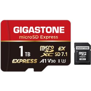 Designed for Switch 2 GIGASTONE 1TB microSD Express, MicroSDXC Express Memory Card SD 7.1 Speed up to R/W 800/650MB/s Compatible with Switch 2, Professional Camera, A1 V30 U3, with SD Adapter