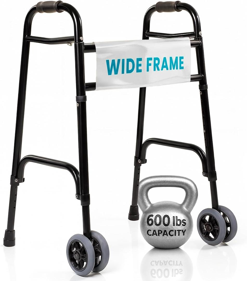 Vive Mobility Bariatric Walker for Seniors - Front 2 Wheel Walker for Men