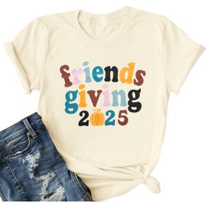 Thanksgiving Shirts for Women Thanksgiving Outfit Funny Graphic Tee Thanksgiving Short Sleeve Tee Tops (XX-Large, Apricot-ba)