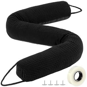 36'' Weighted Door Draft Stopper for Bottom of Doors Fleece Heavy Duty Under Door Draft Blocker Triangle Soundproof Weather Stripping Seal Noise Cold Air Blocker Gap Filler, 3.3lb(Black)
