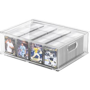 Trading Card Storage Box - Clear Large Storage Organizer Holds 3200 Cards with Foam Inserts Blocks Display Case for TCG, MTG & Sports Cards (1-Pack)