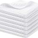 Homaxy Microfiber Waffle Weave Kitchen Dish Cloths, 12 x 12 Inch Ultra Absorbent and Solid Color Dish Towels for Kitchen Fast Drying Dishcloth for Washing Dishes, 6 Pack, White