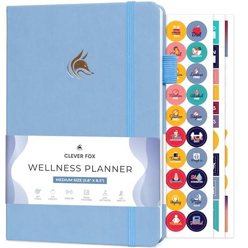 Clever Fox Wellness Planner - Weekly & Daily Health and Wellness Log, Food Journal & Meal Planner Diary for Calorie Counting, Notebook for Medical Condition Tracking, A5-Sized - Light Blue