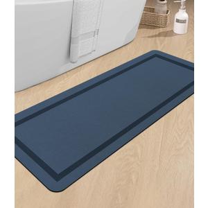 chakme Bathroom Mat Rugs Runner 47x17, Ultra Thin Magic Mat Bath Rug Non Slip Bath Rugs Quick Dry Absorbent Bath Mats for Bathroom Floor, (Navy Blue, 47"x17")