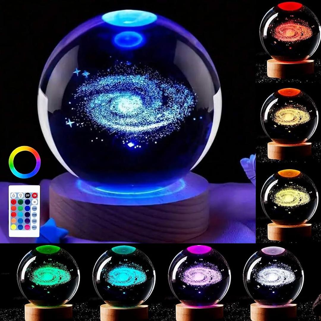 3D Galaxy Crystal Ball lamp 16 Colors Changing Planet Crystal Lamp with Wooden Base&Remote Control 3D Laser Engraving Galaxy Night Light Space lamp Decor Gifts for Boys Girls Kids 3D Galaxy Crystal Ball lamp 16 Colors Changing Planet Crystal Lamp with Wooden Base&Remote Control 3D Laser Engraving Galaxy Night Light Space lamp Decor Gifts for Boys Girls Kids