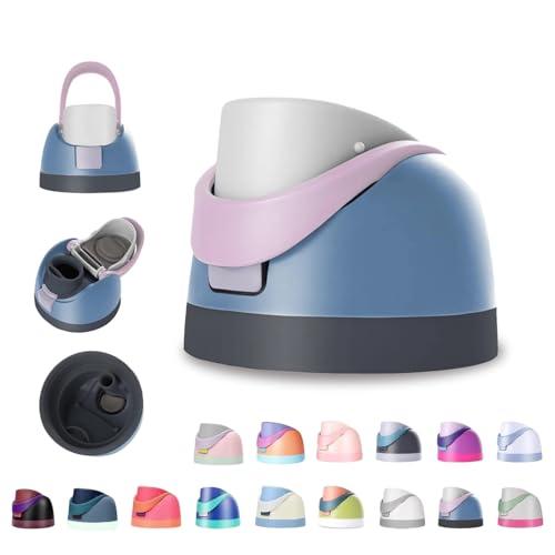 Replacement Lid Compatible with Owala FreeSip Water Bottle - Fits 16oz, 24oz, 32oz, & 40oz Stainless Steel Bottles - Leak-Proof, BPA-Free Top Cap with Stopper & Carry Loop (Pink-Dusty Blue) Pack of 3