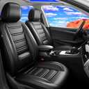 Fit CRV Car Seat Covers for Select Honda CRV CR-V 2011-2025 2026 - Premium Full Coverage Leather, Airbag Compatible, Waterproof & All Weather Seat Cushion Protector, Full Set, Black