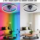 RGB Ceiling Fans with Lights, 19.7" Smart Low Profile Ceiling Fan, Modern Flush Mount Fandelier Light with Remote/APP Control, Dimmable Led Ceiling Fan Light for Living Room, Bedroom, Indoor