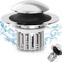 Universal 4 in 1 Bathroom Sink Stopper with Removable Filter Basket, Pop Up Pure Copper Bathroom Sink Drain Strainer, Anti-Clogging Bathroom Drain Stopper Sink Plug for 1.06"-1.65" Basin Drain Holes