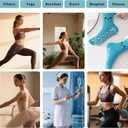 Cute Pilates Crew Grippy Socks for Women - Cat Paw Yoga Gripper Non Slip Sock for Barre,Barefoot,Hospital,Fitness (Blue)