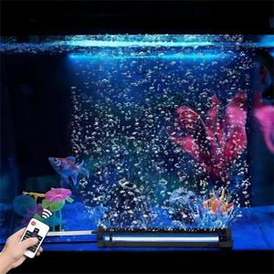 Submersible Bubble Aquarium LightMulticolor RGB Fish Tank Light with Remote & Adjustable Brightness for Pet Plants Grow - Waterproof Submersible Led Lights for 5-10In Saltwater Tanks