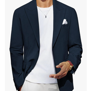 PJ PAUL JONES Blazer for Men Casual Cotton-Linen Sport Coat Lightweight 2 Button Lined Blazer Jacket, M
