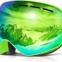 COPOZZ Ski Goggles, G1 OTG Snowboard Snow Goggles for Men Women Youth, Interchangeable Double Layer Anti Fog UV Protection (G1-green Frame Green Lens(vlt 24.7%))