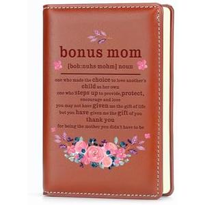 JOHSBYD Bouns Mom Definition Leather Travel Journal Notebook Bonus Mom Gifts from Daughter Son Birthday Christmas Gifts for Bouns Mom (Bonus mom D) Set of 2
