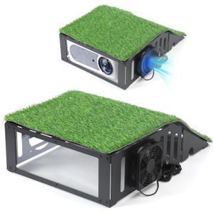 Golf Simulator Projector Enclosure with Cooling Fan & Artificial Turf | Floor-Mounted Protective Cover for Enhanced Projector Protection