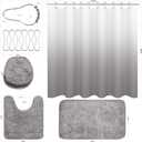 4 Pcs Gray Shower Curtain Sets with Rugs Solid Bathroom Sets with Shower Curtain and Rugs and Adjustable Toilet Lid Cover for Luxury Bathroom Decor