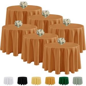 Fitable 6 Pack Bronze Round Tablecloths - 120 Inches Round - Wrinkle and Stain Resistant Fabric Fall Table Clothes, Washable Polyester Table Covers for Wedding Thanksgiving Party Banquet Events Fitable 6 Pack Bronze Round Tablecloths - 120 Inches Round - Wrinkle and Stain Resistant Fabric Fall Table Clothes, Washable Polyester Table Covers for Wedding Thanksgiving Party Banquet Events