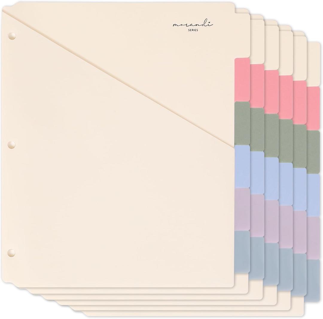 H4D 6-Tab Dividers for 3 Ring Binder, Plastic Dividers with Two Pockets, Letter Size, Morandi Colors, 6 Set H4D 6-Tab Dividers for 3 Ring Binder, Plastic Dividers with Two Pockets, Letter Size, Morandi Colors, 6 Set