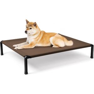Heeyoo Elevated Dog Bed, Cooling Raised Pet Cot with Chew Proof Mesh Fabric and Steel Frame, Portable Dog Cot Bed with No-Slip Rubber Feet, 42 in