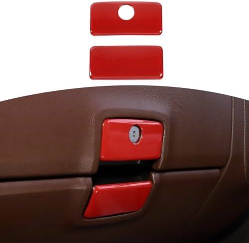 RT-TCZ for Chevy Silverado Red Glove Box Handle Lock Trim Cover for Chevrolet Silverado GMC Sierra 2014 2015 2016 2017 2018 Red Interior Accessories