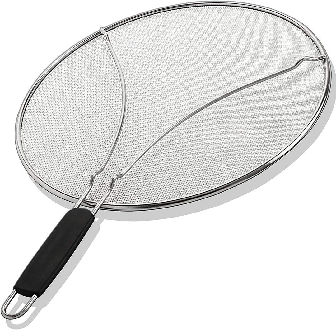 Stainless Steel Grease Splatter Guard,15-inch Fine Mesh Cover, Grease & Oil, Splatter Screen for Frying Pan, Cooking Pots, with Comfort Grip Handles