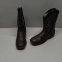 Rollda Kids Cowboy Boots for Boys Girls Western Square Toe Cowgirl Boots with Walking Heel (Toddler/Little Kid/Big Kid) (Black/Brown) 5