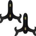 Petutu 2 Pack 8 Inch Wooden Display Stand Plate Easels Holder (Black)