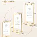 Wedding Welcome Sign Stand, Welcome to our Wedding Sign Holder, Gold Easel Stand for Sign Poster With Design Bundle & Ground Stakes & Leather Sign Hanging Straps, Linen Sign Stand for Wedding Decor