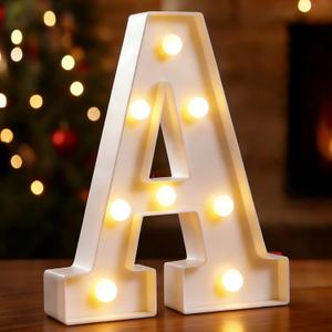 DyingSwan Small Led Marquee Letters, Light Up Letters, 8.58 Inch Led Letter Lights, Battery Powered Lighted Sign for Table, Party, Birthday, Christmas Decor (Letter A)