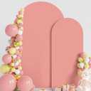 Wokceer Wedding Arch Cover 7.2FT, 6FT Spandex Fitted Wedding Arch Stand Covers 2 Set Round Top Chiara Arch Backdrop Stands Cover for Birthday Party Ceremony Banquet Decoration Dusty Rose