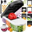 Fullstar Mandoline Slicer for Kitchen - Vegetable Chopper, Onion Potato Food Veggie Fruit Slicer and Cutter with Container, Kitchen Gadgets & Gifts, Home Essentials (6-in-1, White/Black)