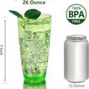 26-Ounce Plastic Tumblers (Set of 6), Reusable Plastic Mugs, BPA-Free Acrylic to Drink Mugs, Shatter Resistant, Textured Interior, Dishwasher Safe (Green, 26 Ounce)