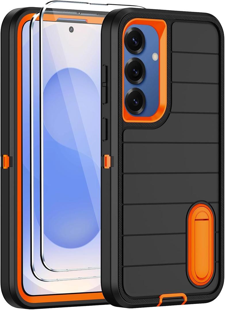 KECAI for Samsung Galaxy S25 Plus Case with 2 Screen Protectors,Heavy Duty Shockproof Drop Protection Military Grade Tri-Layer Rugged Phone Cover with Built-in Invisible Kickstand (6.7")