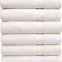 Pleasant Home Bath Towels Set of 6 (24 x 50) 100% Cotton, 515 GSM | Lightweight, Soft & Highly Absorbent Luxury Towels for Bathroom | for Gym, Pool & Spa | 6 Pack, White