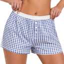Boxer Shorts for Women Summer Lightweight Pajama Sleep Shorts Y2k Cute Micro Mini Pj Bottoms  (Blue, M)
