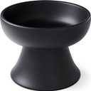 Raised Cat Food Bowl Elevated Cat Bowl MINO Ceramics Made in Japan for Cats and Small Dogs (Regular, Black)