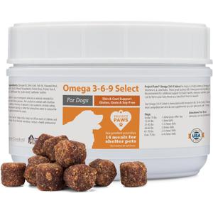 Project Paws Omega 3-6-9 Select Fish Oil for Dogs - Krill Oil Skin and Coat Supplement - 60 Count