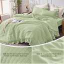 JOLLYVOGUE Sage Green Twin Size Comforter Set, 2 Pieces Seersucker Lightweight Fluffy Bedding Set, Twin Ruffle Comforter, All Season Soft Microfiber Shabby Chic Bed Set