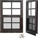 NeatiEase 2 Pack Shed Windows with Black Frame, 24x36 Flush Mount Small Window with Tempered Glass and Fiberglass Screen for Shed, Chicken Coop, Playhouse, Household, Garage (Brown)