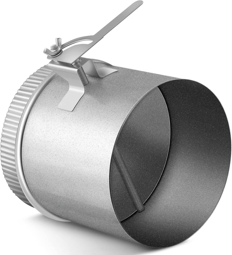 Therwen Backdraft Damper Duct Manual Volume Damper with Sleeve Galvanized Sheet Adjustment Airflow Ducting Branch HVAC Air Balancing for Range Hoods, Fans(1 Pc,6 Inch)