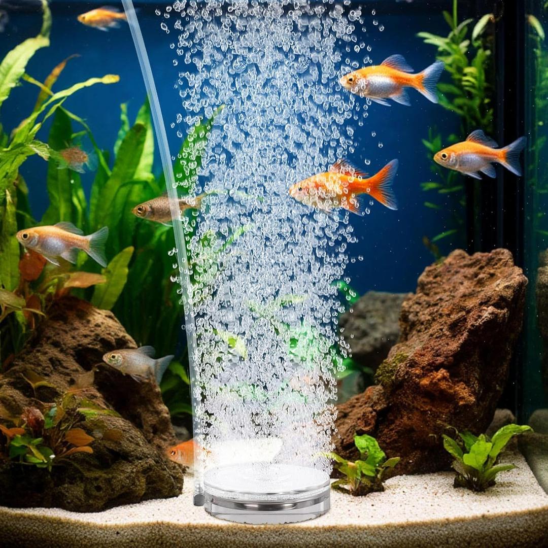 hygger Air Stones for Aquariums, Transparent Acrylic Fish Tank Bubbler Kit with Air Tube, Ultra Silent Bubble Stone Super-High Dissolved Oxygen Diffuser for Aquarium Fish Tank and Hydroponic (3.1 inch)