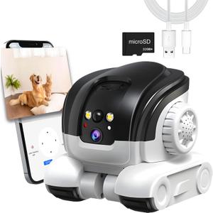 Pet Camera, 1080P Movable Robot Pet Cam Indoor with Phone APP, Security Camera for Home, Upgrade Wireless Dog/Cat/Baby Monitor WiFi Version & 32G SD Card, 2-Way Talk, Night Vision, Motion Detection